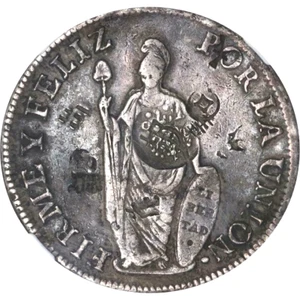 1832 - 1834 Philippines F.7.0 Type V Countermark 8 Reales, NGC VF - Chopmarked - Picture 1 of 4