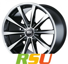 4x RH Alurad GT schwarz voll poliert 8x17" ET45 LK5 108 ML 73 Alufelgen 17 Zoll