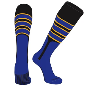 PEAR SOX OTC Baseball Softball Stirrup Socks (C, 9in) Black, Gold, Royal, Royal - Picture 1 of 3