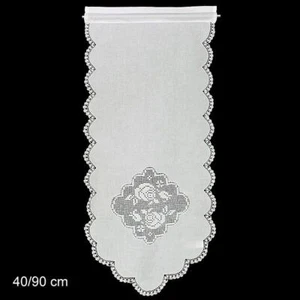 Scheibengardine Rose Häkel Gardine 40 cm breit 75 oder 90 cm hoch weiß - Bild 1 von 1