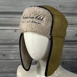 Canadian Club Trapper Hat Unisex OSFM Olive Faux Sheep Fleece Lining Ear Flaps - Picture 1 of 13