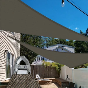 Outdoor Sun Shade Sail Cover Patio Awning Garden Triangle Brown 35-39 FT - Picture 1 of 12