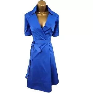 Abito camicia utility safari trench con cintura cotone blu KAREN MILLEN 12 UK - Foto 1 di 8