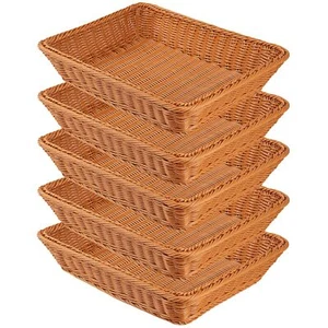 5 PCS 13.8x9.8 Inch Wicker Bread Basket Woven Serving Basket Tabletop Food Se... - Picture 1 of 6