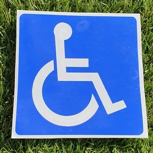 Disabled Mobility Handicap Wheel Chair Vinyl Sticker Blue and White 10cm x 10cm - Picture 1 of 1