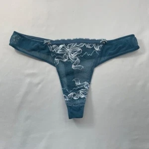 Victoria's Secret Höschen L Tanga türkis bestickt Spitze Strass Vintage 2006 - Bild 1 von 4