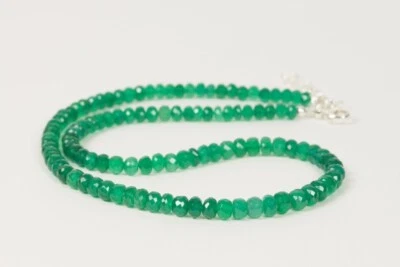 AA+++ Collares unisex con cuentas de piedras preciosas facetadas de ónix verde natural 24"" Foto 1 de 4