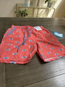 Mr. Swim Trunks Sailboat Neon Orange Blue Swim Shorts UPF Lined Sz Lg  NWT - Picture 1 of 7