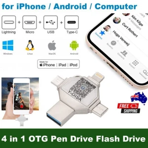 Y-Disk 128GB 4-in-1 OTG USB Flash Drive for iPhone, iPad, Samsung, PC and more - Picture 1 of 6