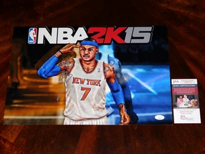 CARMELO ANTHONY NEW YORK KNICKS SIGNED 12X18 NBA 2K15 PHOTO JSA COA NBA!!! - Picture 1 of 2