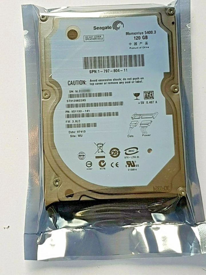 120 GB SATA Seagate Momentus 5400.3 ST9120822AS FW:3.ALC 8MB 2.5" Hard Drive New - Image 1 of 1