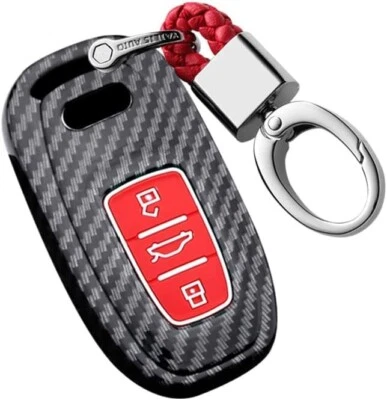 Fit 奥迪 A4 A5 A6 A7 A8 S7 3 按钮遥控 ABS 碳纤维钥匙链保护套 — 第 1/4 张图片