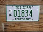 2012 Expired Mississippi Temporary License Plate Auto Tags Emb 01834