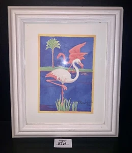 Paul Brent Coastal Art Framed White Flamingo Signed And Dated 1999 - Picture 1 of 10