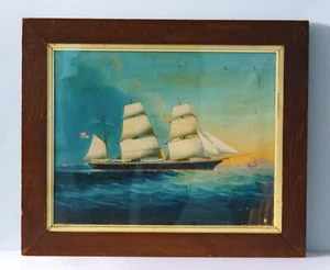 Chinese School Oil Painting British Tea Clipper c.1850 South China Seas Framed - Picture 1 of 11