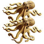 Octopus Chinese Tea Table Figurines - Set of 2 Brass Miniatures
