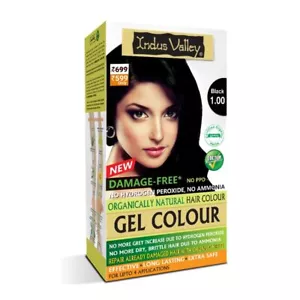 Indus Valley Natural Herbal Damage Free Gel Hair Color Shade 1.0 Black - Picture 1 of 4