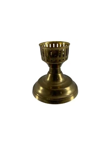 Vintage Brass Single Candle Stick Holder Cut Out Design 3.75" Tall India - Picture 1 of 8