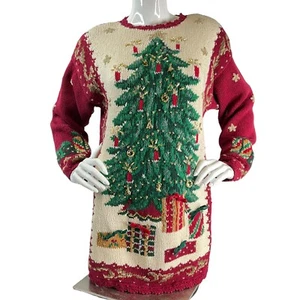 Signature by Northern Isles Vintag Womens Sz M Knitted by Hand Christmas Sweater - Picture 1 of 10