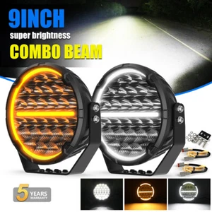 For Offroad UTV SUV Truck Pair 9'' LED Round Work Lights Spot Beam DRL Driving - Picture 1 of 18