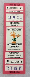 NBA 1987 Milwaukee Bucks Phantom Playoff Full Ticket - Game K - Picture 1 of 1
