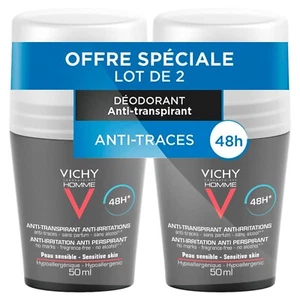 VICHY Sensitive Skin 48h Men Roll On Anti-Perspirant Deodorant 50ml - PACK OF 2 - Picture 1 of 2