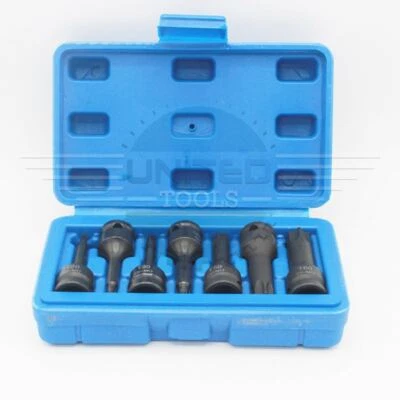 7pc 3/8 Impact Torx Socket Bit Set T20 To T60 Socket Cr-Mo Socket sets Tools - Image 1 of 4