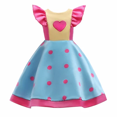 Princess Polka Dots Ruffled Flutter Sleeves Costume Dress for Girls 2-10 Years - Image 1 of 4