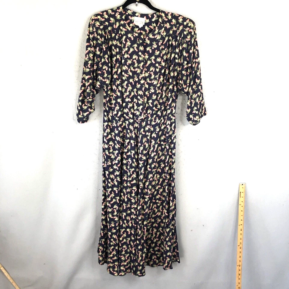 Vestido Vintage Nina Piccalino Para Mujer 14 Azul Rosa Floral Casa Núcleo Floral Oscuro Foto 1 de 4