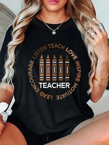 Inspirational Teacher T-Shirt - "Teach Love Inspire" Tee for Women - Picture 1 of 12