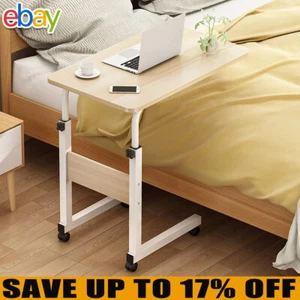 Adjustable Height Over Bed Table Hospital Overbed Tray Laptop Stand with Wheels - Picture 1 of 25
