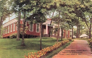 Dining Hall, YMCA Camp, Lake Geneva Wisconsin Vintage PC Posted 1910 - Picture 1 of 2