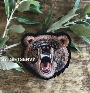 3x3 Sew On Loop & Hook Backing Animal Patch Embroidered Appliqué Patch - Bear - Picture 1 of 10
