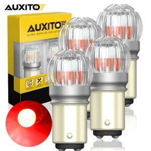 AUXITO 4x BAY15D P21/5W 1157 Red LED Stop Brake Tail CANBUS Light Bulb Globe - Picture 1 of 13