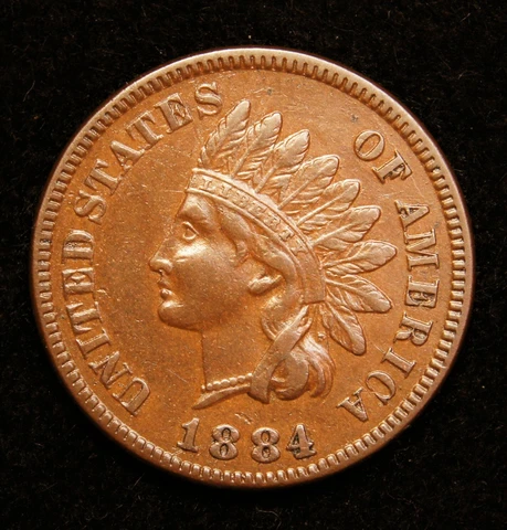 1884 Indian Head Cent, AU+ Cover