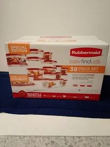 Rubbermaid 38 Piece set of Containers & Lids/Clear Bottom & Red Tops - Picture 1 of 9