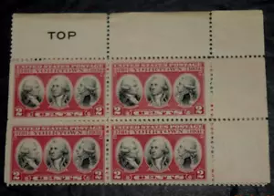VTG, TOP BLOCK FOUR, "YORKTOWN - Generals," 4 x 2c Stamps, Scotts # 703, 1931 - Picture 1 of 3