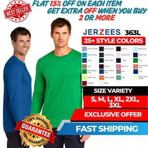 Jerzees 363L Unisex Long Sleeve Classics 100% Cotton Classic Fit T-Shirt - Picture 1 of 27