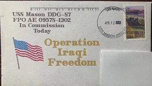 USS Mason Postal Cover In Cimmission Patriotic Iraqi Freedom - Picture 1 of 1