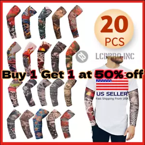 20 PCS Cooling Sleeves Tattoo Arm Cover Basketball Sport Outdoor UV Sun Summer - Picture 1 of 15