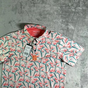 Polo de golf Pins & Aces Birds of Paradise elástico en 4 vías ajuste atlético para hombre S - Imagen 1 de 9