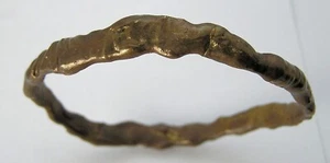 Mid-Century 60's Hand Wrought Oxidized Bronze Brutalist Abstract Bangle Bracelet - Picture 1 of 7