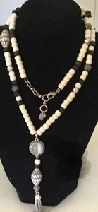 Lucky Brand Beaded Marcasite Necklace Faux Lindy Moonstone - Picture 1 of 6