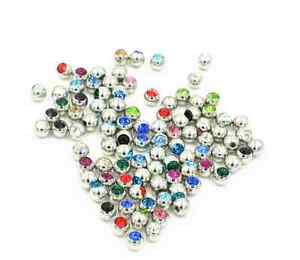 100pcs Crystal Balls For  LIP TRAGUS  Nose/ Tongue/ EyeBrow Replacement Piercing