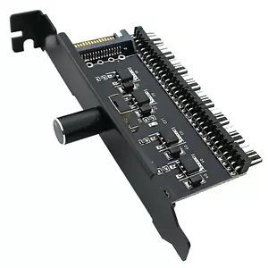 PC Fan 8-way Splitter Speed Controller 3pin 4pin Adapter PCI Slot Bracket SATA - Picture 1 of 7