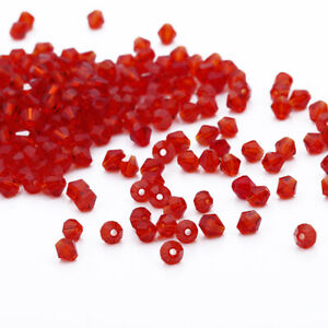 100pcs 4mm Austria Glass Crystal Bicone Loose beads Red #5301 DIY Jewelry making