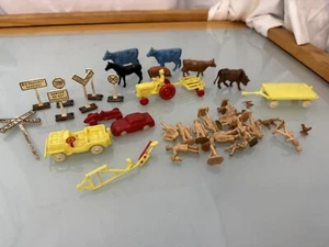 Vintage Model Train Sign Set + People Animals Cars Lot - Picture 1 of 13