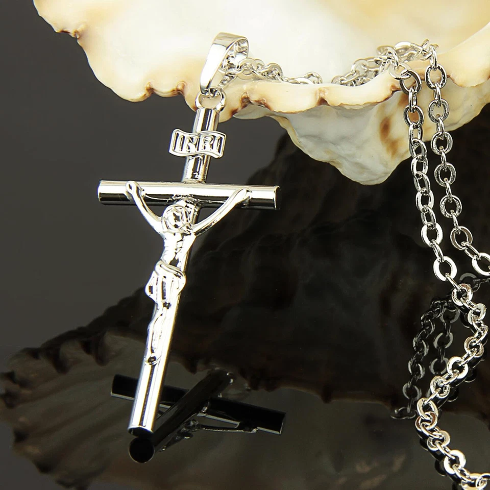 Set De Collar con Cruz Colgante Auténtica 750er Oro Dorado Plata : A1479 - Imagen 1 de 1