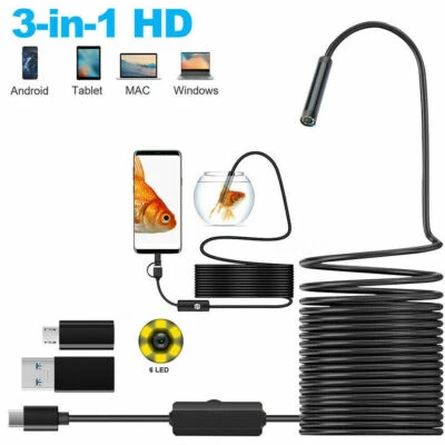 1M 2M 5M Snake Endoscope Borescope 7mm Inspection USB Camera Scope For Android