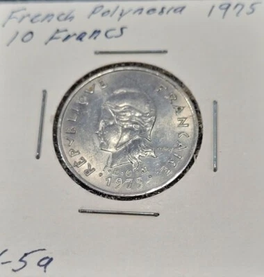 1975 FRENCH POLYNESIA 10 FRANCS CIRCULATED COIN  - Image 1 of 2